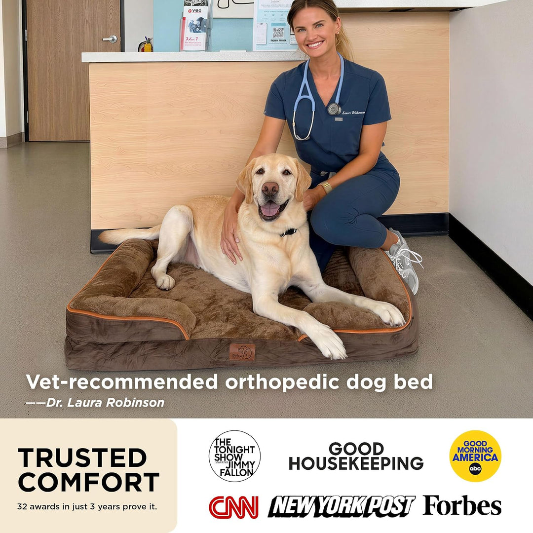 BEDSURE orthopädisches Hundebett Ergonomisches Hundesofa - 89x63 cm Hundecouch mit eierförmiger Kist