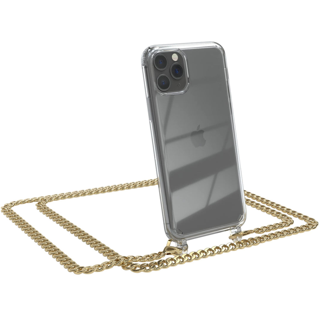 EAZY CASE Handykette kompatibel mit iPhone 11 Pro Handyhülle mit Metall Umhängeband und Ersatz Korde