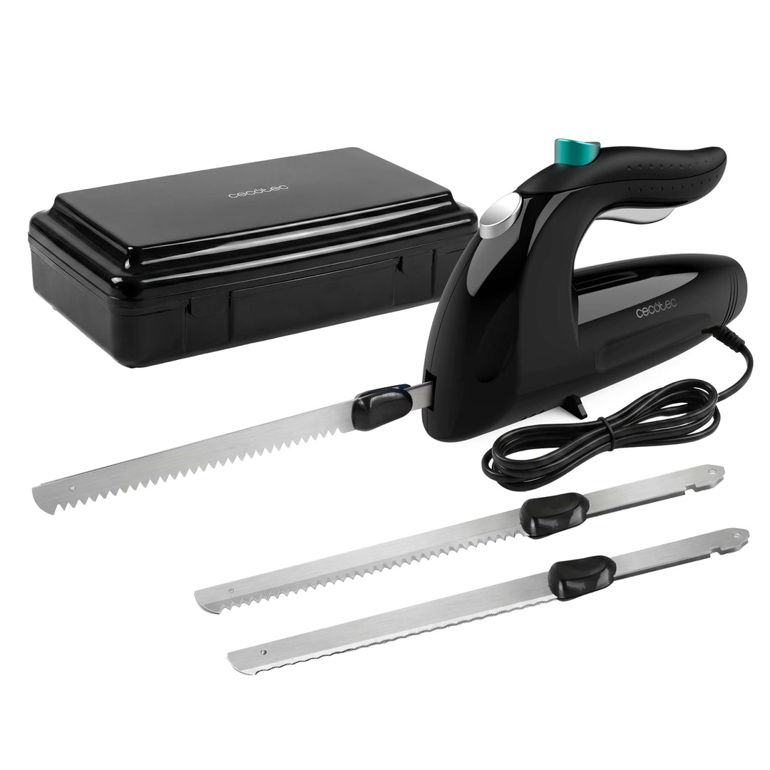 Cecotec 03183 Cut-Eat Elektromesser 1800 Schwarz. 150 W, 3 spülmaschinenfeste Edelstahlklingen, leis