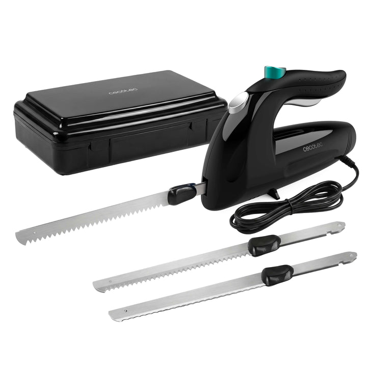 Cecotec 03183 Cut-Eat Elektromesser 1800 Schwarz. 150 W, 3 spülmaschinenfeste Edelstahlklingen, leis