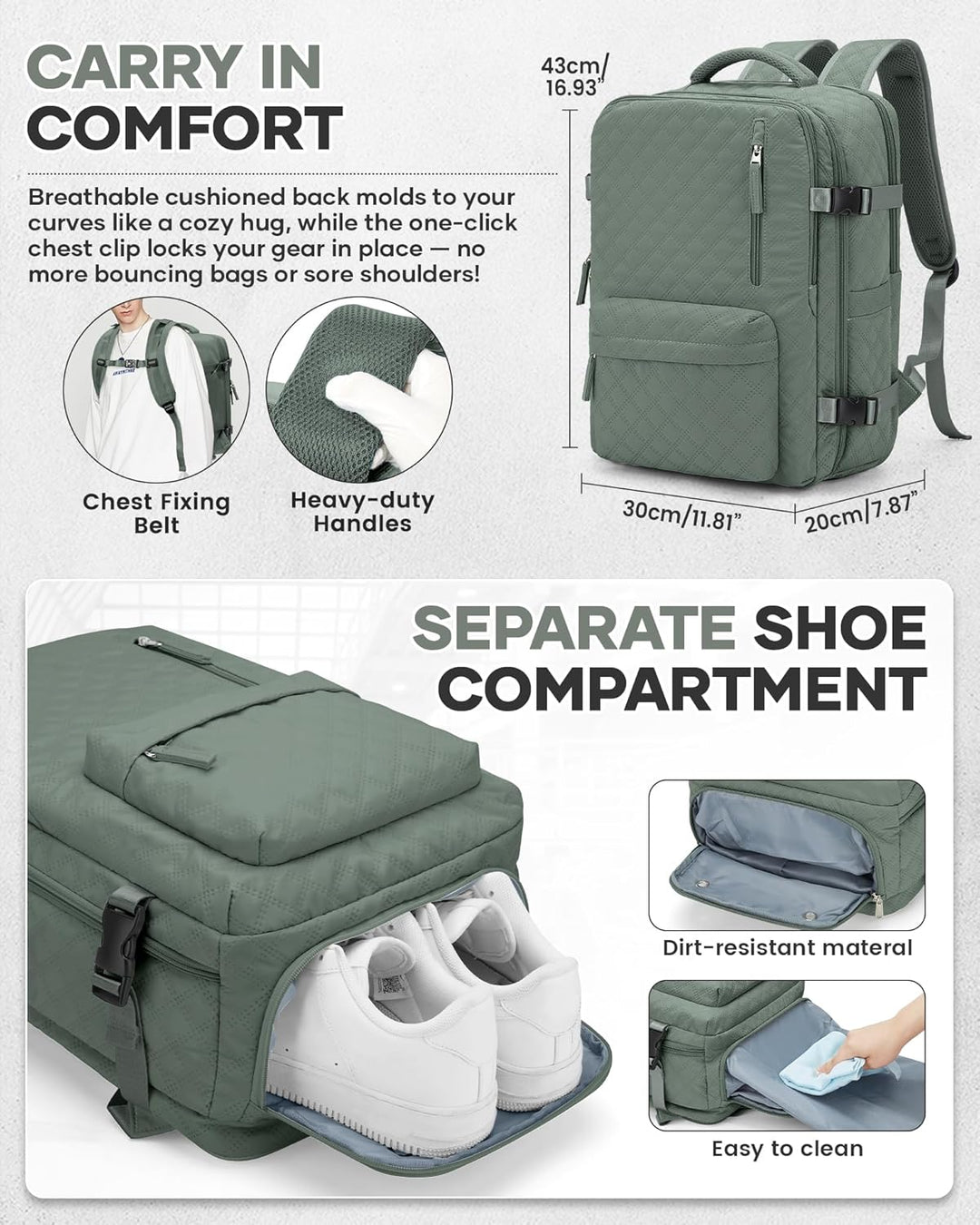 BJLFS Vakuum Rucksack Handgepäck Flugzeug Ryanair 40x20x25 Rucksack mit pumpe Airback-Handgepäck Dam