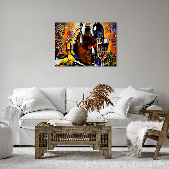 Bilder auf Leinwand Wein Abstraktion Leinwandbild mit Rahmen 70x50cm Wandbilder Dekoration Wohnzimme