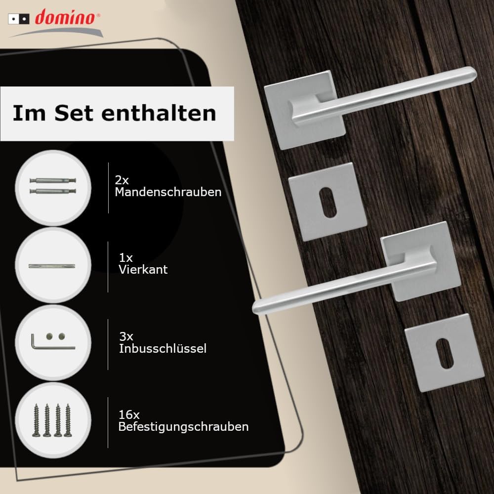 domino Türgriff ELIZA-QR M4 BB-Buntbart Drückergarnitur für Zimmertüren Türdrücker-Set Rosetten-Garn