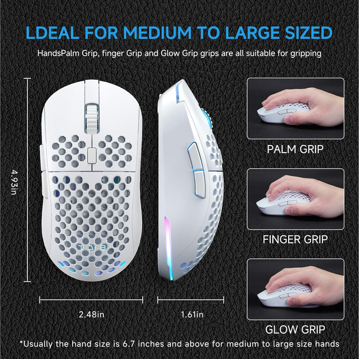 TMKB Falcon M1 Kabellose Gaming Maus - 24000 DPI, 180h Akku, 90g Leichtbau, 6 programmierbare Tasten