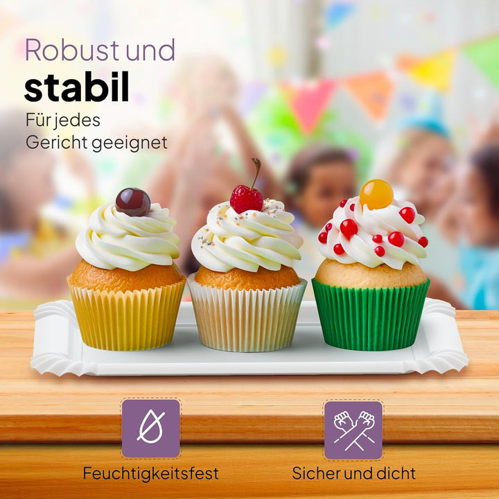 Inoverse 500 Stück Pappteller Weiss – Eckig 8x18 cm – Umweltfreundliche Einweg Teller aus Pappe, Par