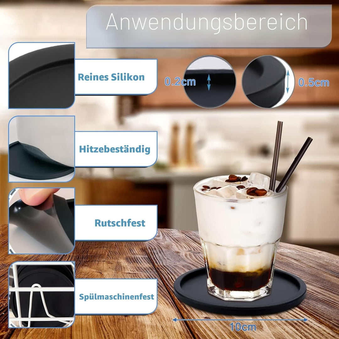Silikon Untersetzer Rund für Gläser, 12er Set Hitzebeständig und rutschfest Untersetzer, Ungiftiger