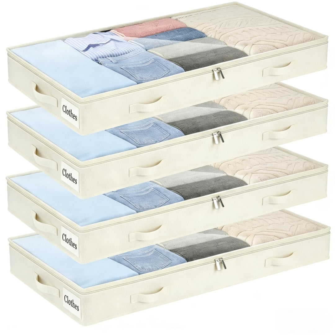 Unterbett Aufbewahrungsbox 2 Stück Unterbettkommode und klarem Deckel, 10cm hoch Kleideraufbewahrung