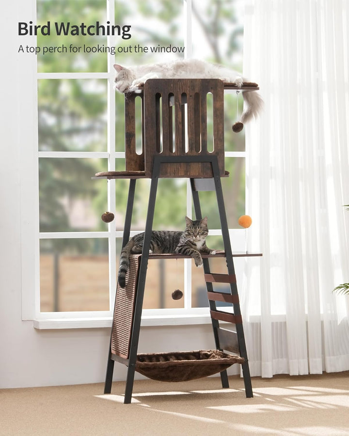 FourFurPets 147 cm Kratzbaum, Kratzbaum Grosse Katzen stabil, moderner katzenbaum für drinnen, hoher