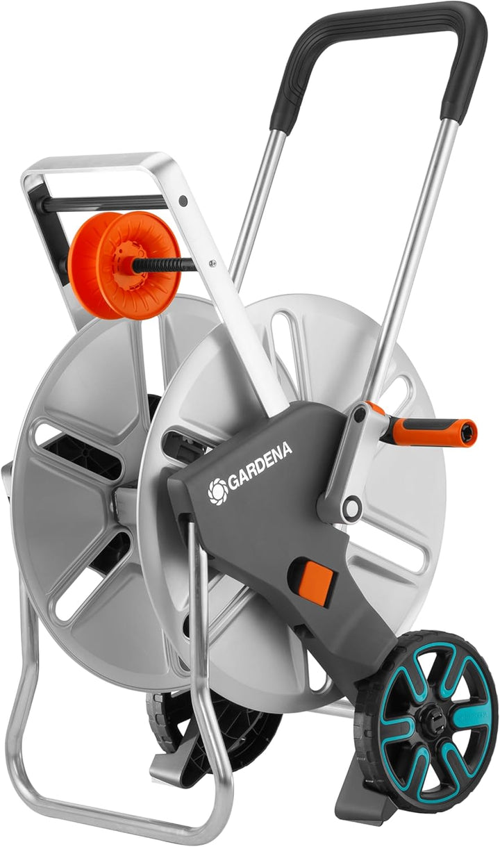 Gardena CleverRoll L Easy Metall: Grosser Schlauchwagen bis zu 100 m Kapazität, besonders standfest,