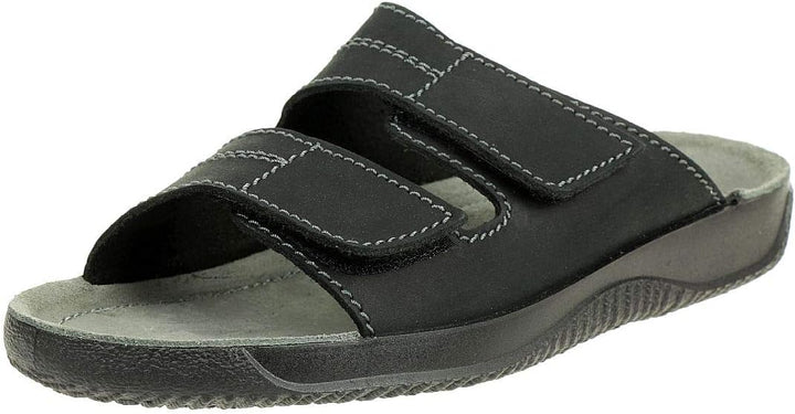 Rohde 1987 Soltau H Schuhe Sandalen Pantoletten Leder Clogs, Schwarz