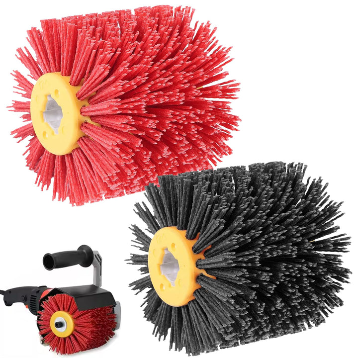 2 Stück Schleifbürsten: 80 Körnung, 100mm Breite - 120mm Ø | Schleifwalze geeignet, Nylonbürste für