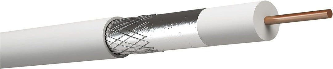 EMOS Antennenkabel 100m weiss, Koaxialkabel für SAT, TV und CCTV, Typ CB50F, doppelt geschirmtes Fer