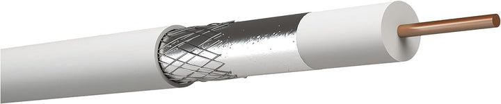 EMOS Antennenkabel 100m weiss, Koaxialkabel für SAT, TV und CCTV, Typ CB50F, doppelt geschirmtes Fer