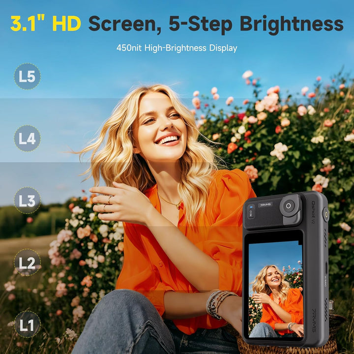 7RYMS Qshot V2 Kabelgebundener Selfie-Monitor für iPhone 17/16 & Android, Magnetischer Smartphone Mo