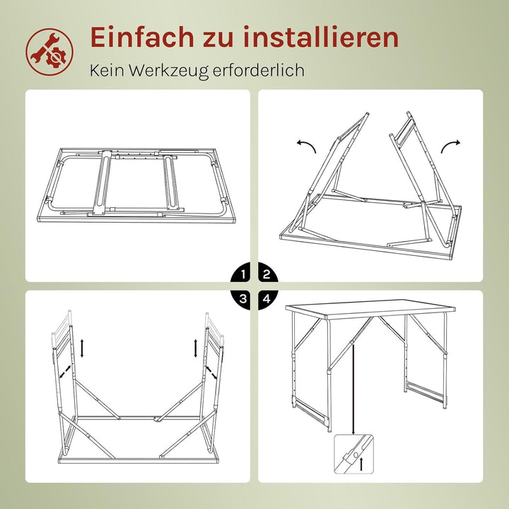 WOLTU® Campingtisch Klapptisch Gartentisch Arbeitstisch Balkontisch höhenverstellbar Aluminium Stahl
