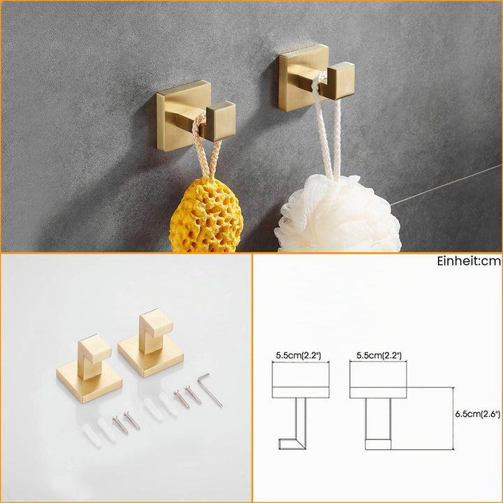 Beelee Badezimmer Hardware Set 5 Stück Golden gebürstet, Wandmontage Modernes Badezimmerzubehör 304