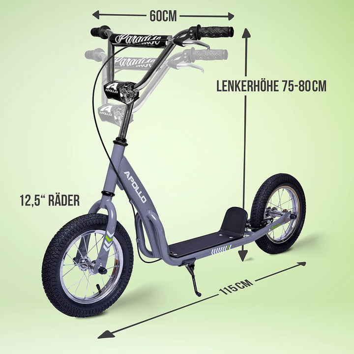 Apollo Retro Scooter Paradise | Roller mit Luftreifen 12,5 Zoll | Stylisher Tretroller für Kinder un