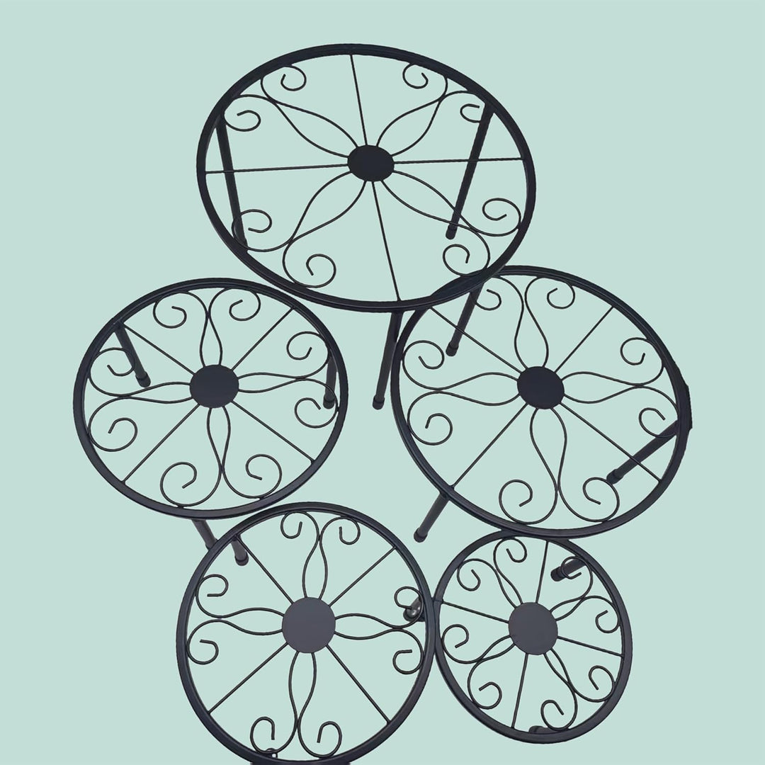Relaxdays Blumenständer, 5-TLG. Set, rund, belastbar, H: 8–20, D: 17–30 cm, dekorative Pflanzenständ
