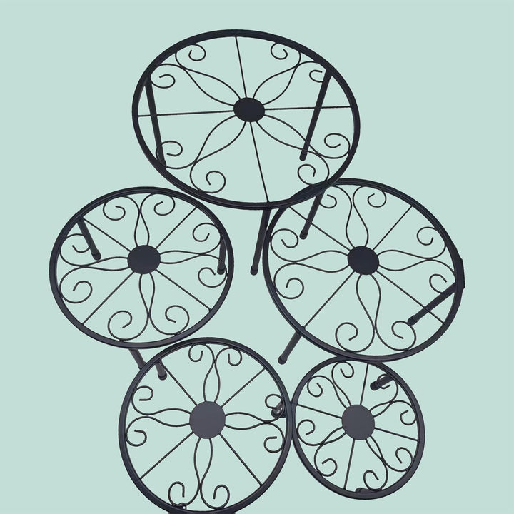 Relaxdays Blumenständer, 5-TLG. Set, rund, belastbar, H: 8–20, D: 17–30 cm, dekorative Pflanzenständ