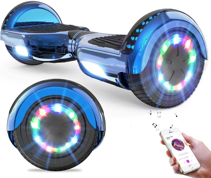 GeekMe Hoverboards 6.5”Zweimotoren 2-Rad-Hoverboards Hoverboards mit LED-Leuchten Bluetooth, Blue