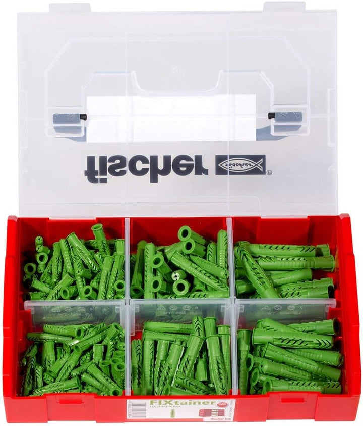Fischer 534094 Fixtainer - Die UX GREEN Box, Dübelset, 210 Teile, Ux Green