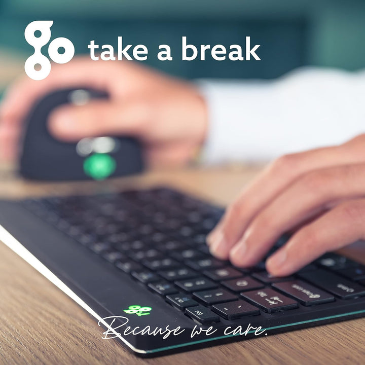 R-Go Compact Break Tastatur, AZERTY FR Layout, Mit Pausenanzeige, Ergonomische flaches Design, Kabel
