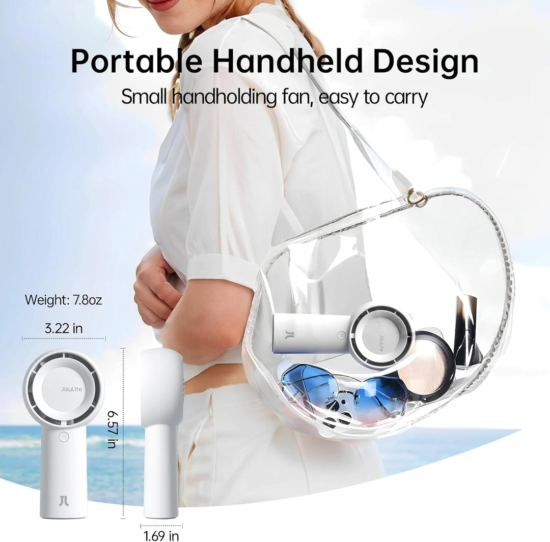 JISULIFE Turbo Handventilator Akku [16 Stunden Lange Arbeitszeit] 4000mAh Tragbarer Mini Ventilator