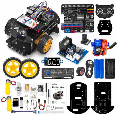 OSOYOO Pie Robot Car, Roboter Bausatz für Raspberry Pi 3B 3A+ 3B+ 4 programmierbar: Mint Kit für Mit