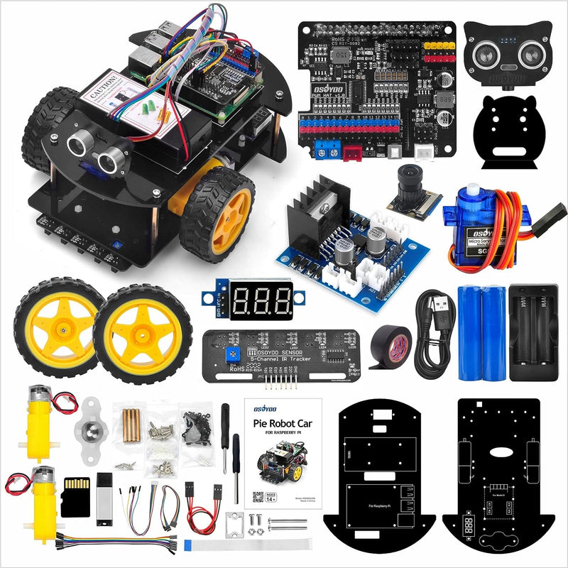 OSOYOO Pie Robot Car, Roboter Bausatz für Raspberry Pi 3B 3A+ 3B+ 4 programmierbar: Mint Kit für Mit