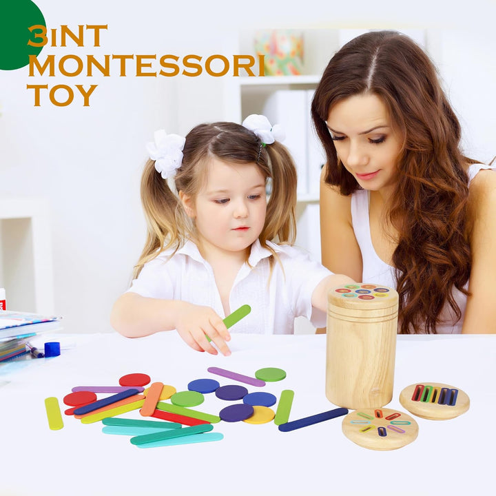 Montessori Spielzeug Ab 1 Jahr, Holz Farb Form Zuordnungsspiele, 3 in 1 Holzspielzeug, Farb und Form