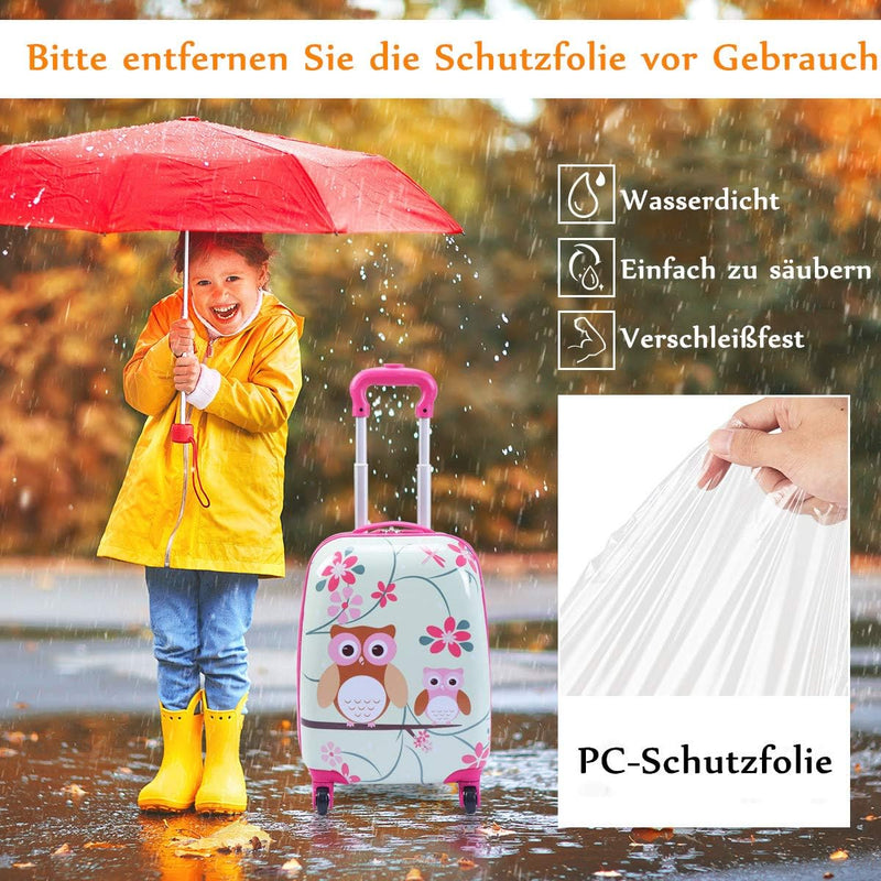 RELAX4LIFE Kinderkoffer mit Rollen, 2 TLG Kinder Kofferset, Koffer(16 inch) + Rucksack(12 inch), Rei