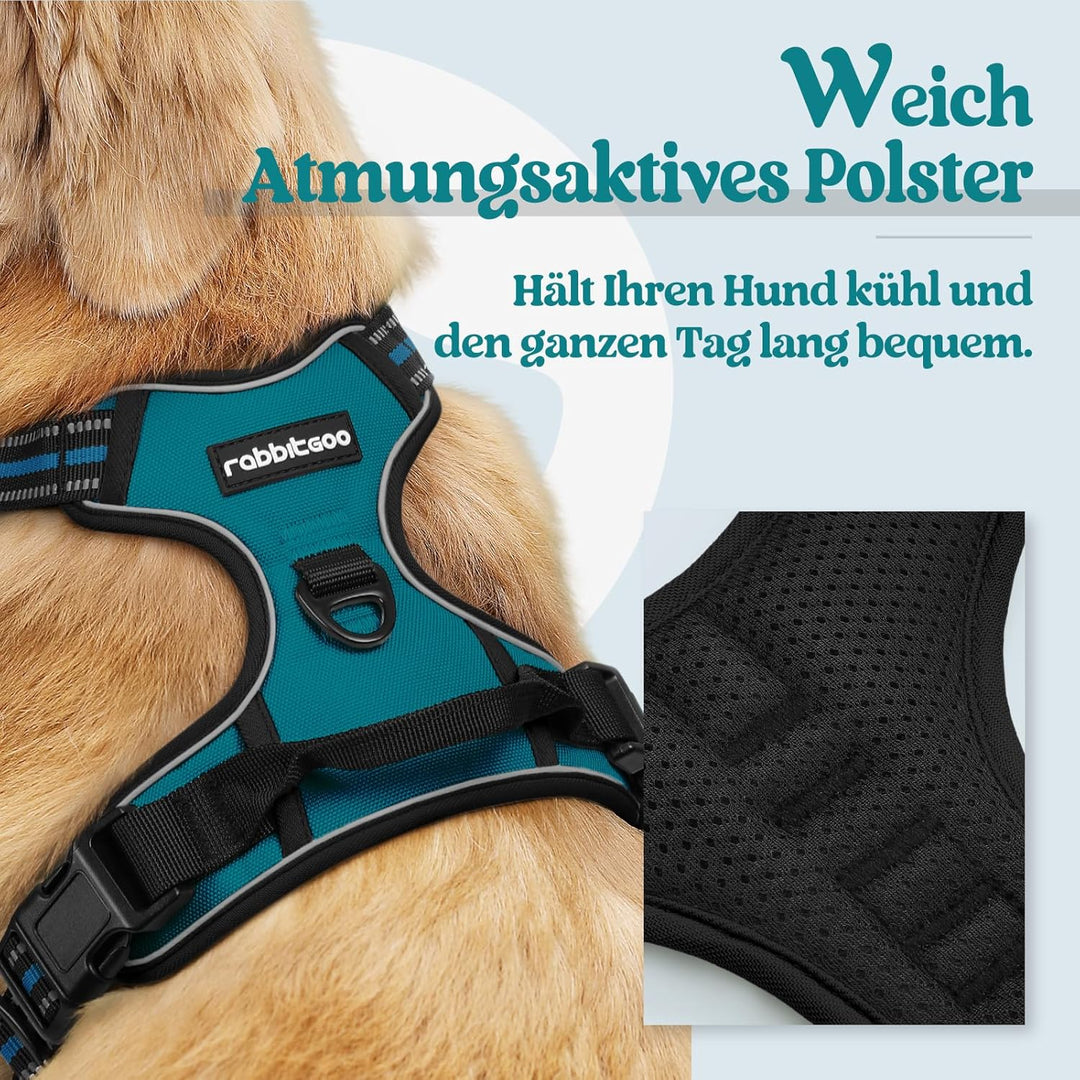 rabbitgoo Hundegeschirr Mittelgrosse Hunde, Anti Zug Geschirr mit Kontrolle, No Pull Verstellbar Hun