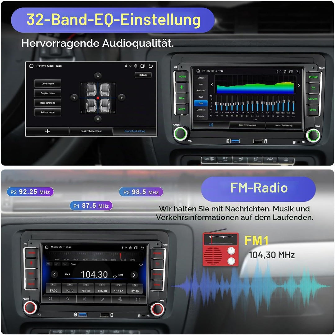 DAB+ Android Autoradio mit Navi Bildschirm für VW Golf 5 6 Seat Passat Sharan Tiguan, Wireless Andro