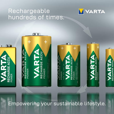 VARTA Batterien AA, wiederaufladbar, 4 Stück, Recharge Accu Power, Akku, 2400 mAh NI-MH, ohne Memory