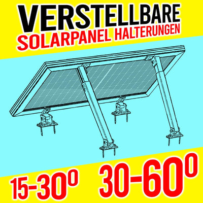 Aufständerung Solarmodul Halterung Balkonkraftwerk Flachdach PV VERSTELB 15-60° (2 Paneele SET 30°-6