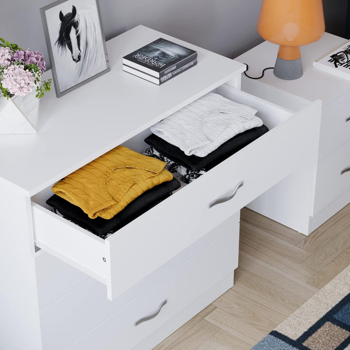 Vida Designs, weisse Kommode mit 4 Schubladen und Metallgriffen, Schlafzimmermöbel, Weiß