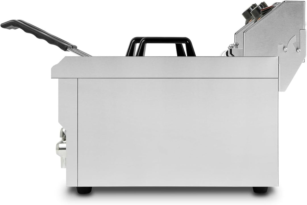 VERTES Friteuse Fritteuse Fritöse Edelstahl 2x 10L (2x 3000W, 230V, Kaltzonenprinzip, Temperatur Stu
