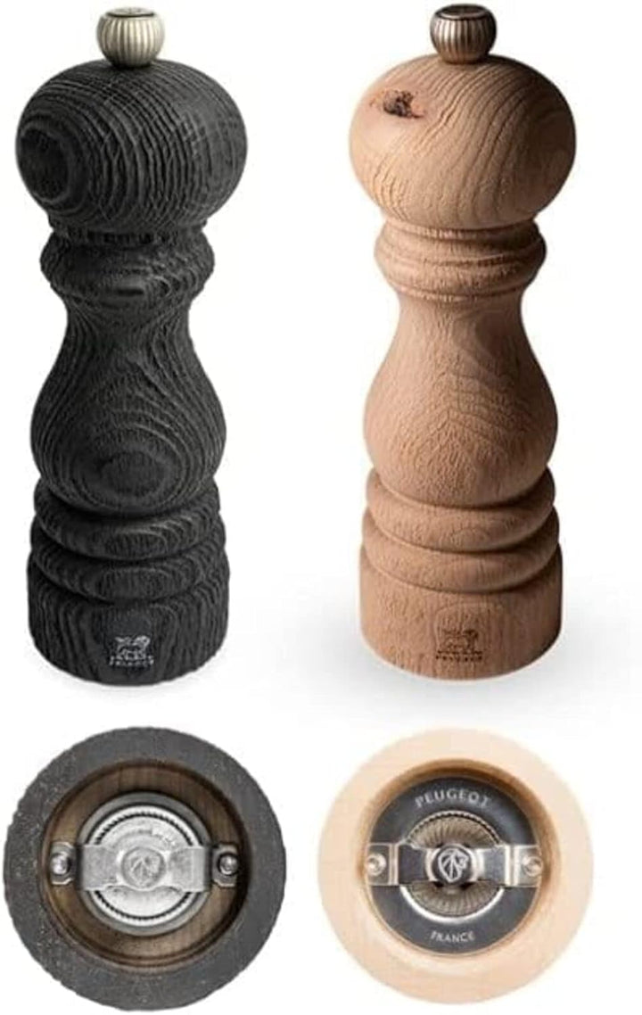 PEUGEOT - Set Paris Nature - Pfeffermühle + Salzmühle 18 cm + Schwarzer Pfeffer - Klassische Mahlgra