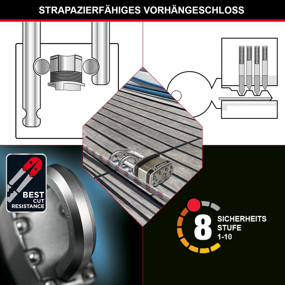 MASTER LOCK Hochleistungsvorhängeschloss [Stahl, Gehäuseabdeckung aus Edelstahl] M1EURDLFSTS – Gesic