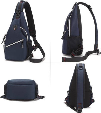 FANDARE Unisex Brusttasche Sling Bag Ultralight Daypacks Crossover Rucksack mit USB-Ladeanschluss Um
