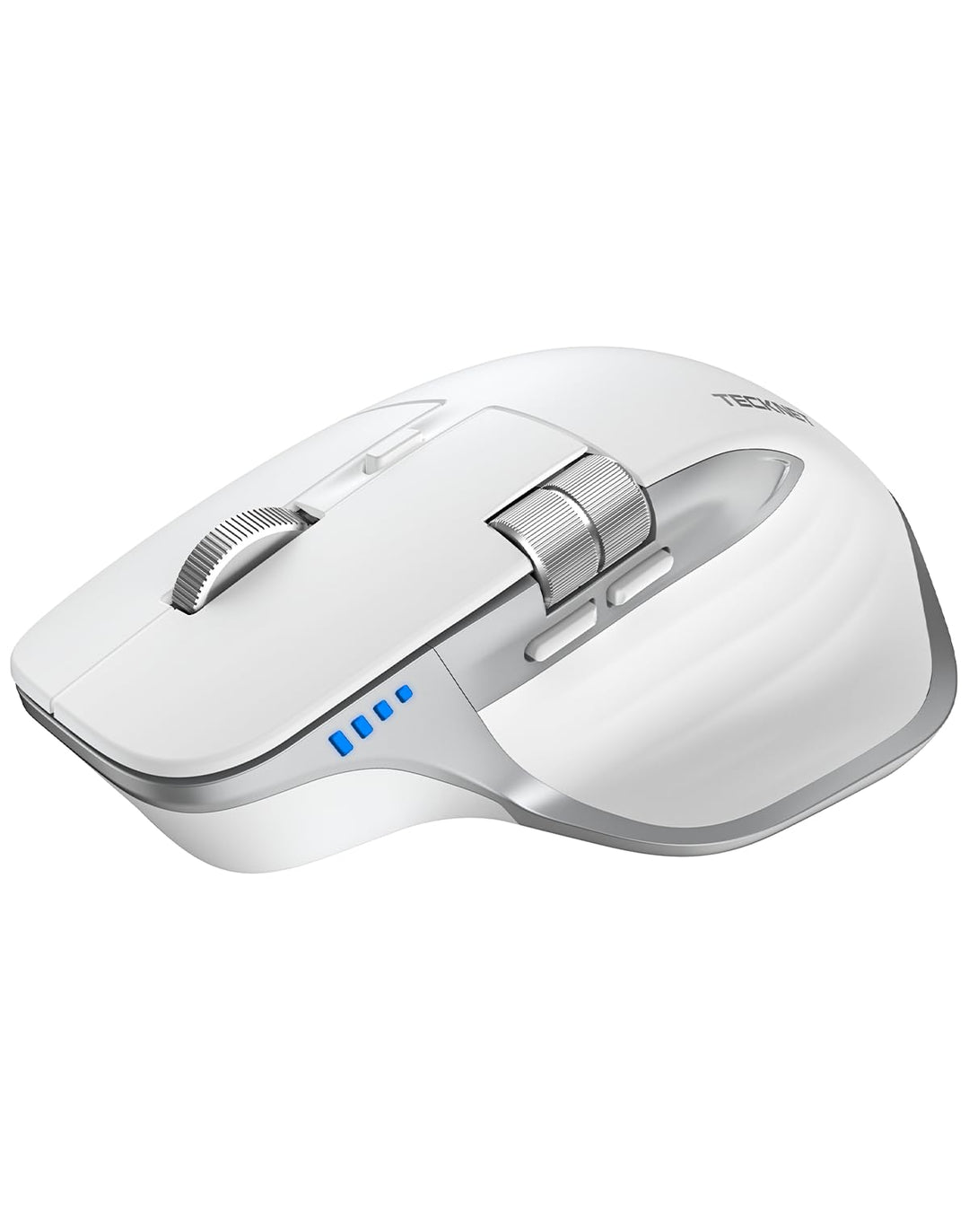 TECKNET Bluetooth kabellose Maus(BT 5.3/5.0+2,4G), Seitliches Mausrad, Wiederaufladbare Maus Ergonom
