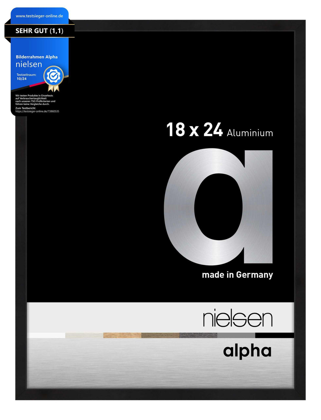 nielsen Aluminium Bilderrahmen Alpha, 18x24 cm, Eloxal Schwarz Matt Eloxal Schwarz Matt 18 x 24 cm,