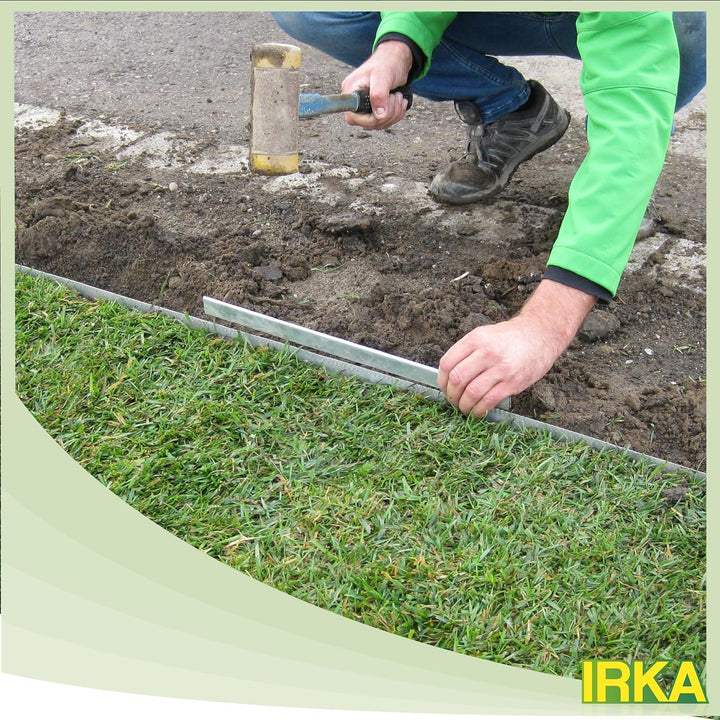 IRKA Rasenkantenband 15 cm x 15m x 1mm Flexible Beeteinfassung | Rasenkante Metall verzinkt 15cm mit