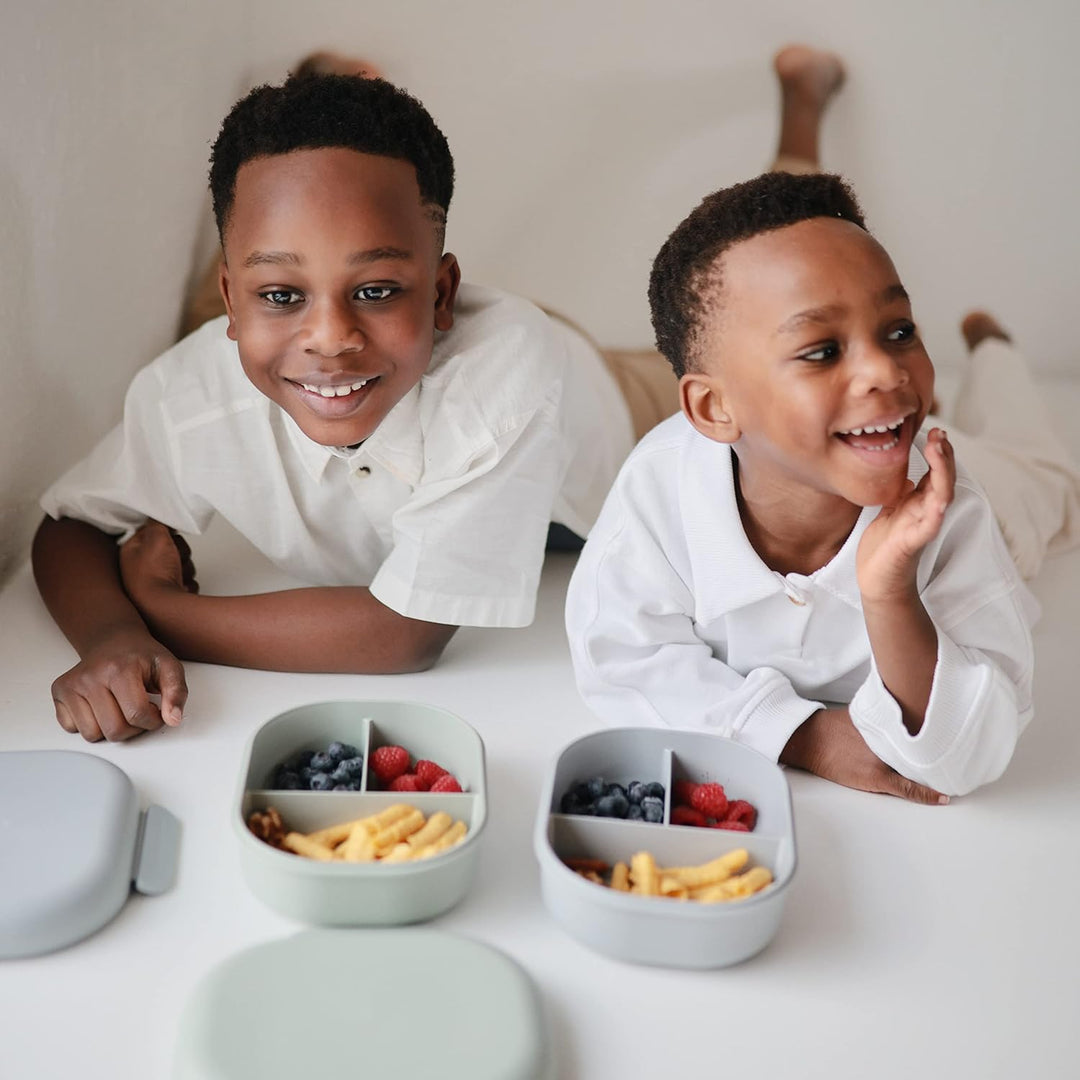Mushie Lunchbox Kinder Brotdose Vesperdose für Kindergarten und Schule | Trennwand &amp; Fächern mit ver