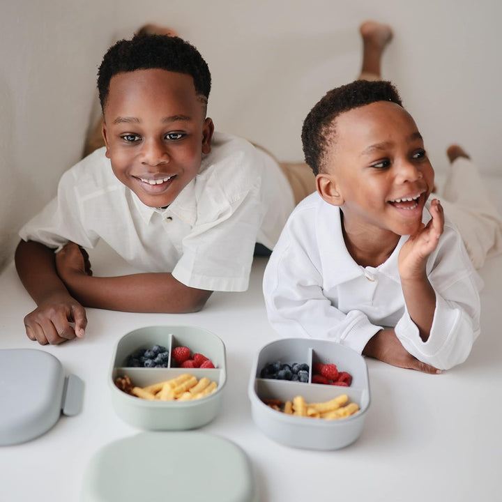 Mushie Lunchbox Kinder Brotdose Vesperdose für Kindergarten und Schule | Trennwand &amp; Fächern mit ver