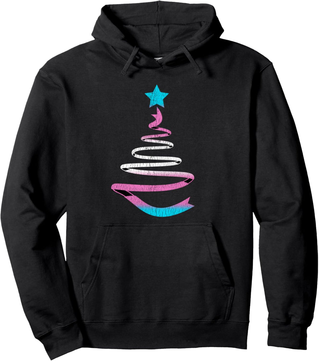 Transgender Vintage Weihnachtsbaum Band Trans Pride Flagge Pullover Hoodie