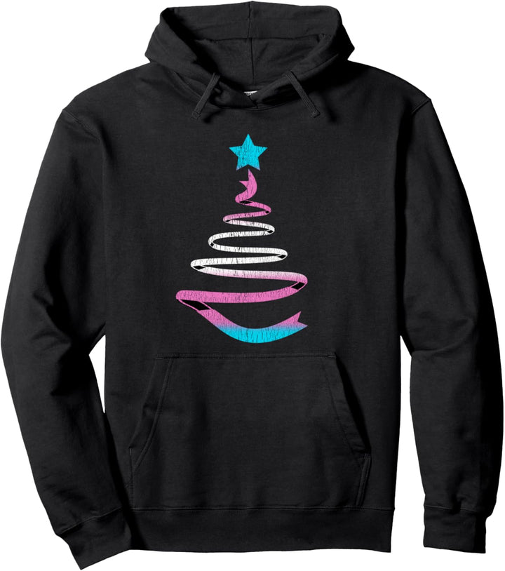 Transgender Vintage Weihnachtsbaum Band Trans Pride Flagge Pullover Hoodie