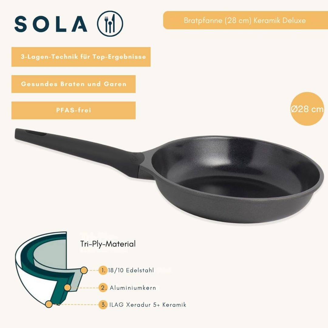 Sola Bratpfanne Ceramic Deluxe Ø 28 cm – induktionsgeeignet – keramische Antihaftbeschichtung
