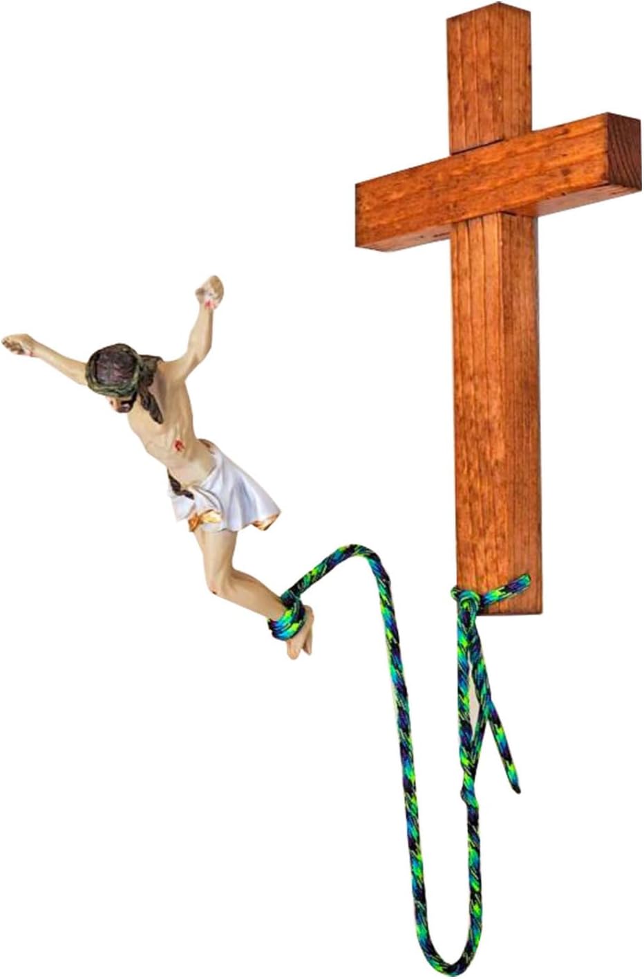 Scnvsi Einzigartiges religiöses Kunstwerk, Bungee-Jumping, Jesus-Kreuz, handgefertigte Skulptur aus