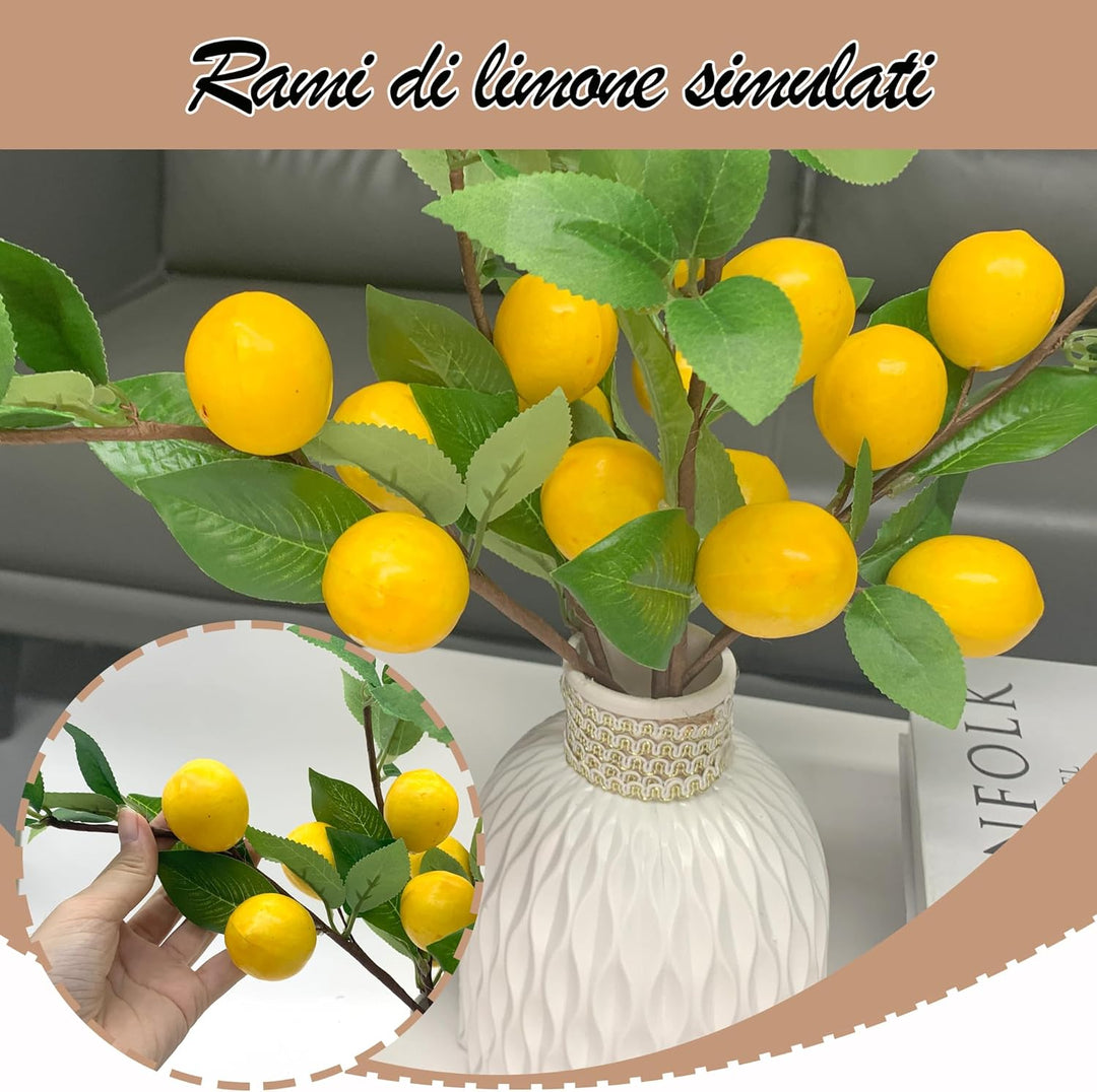 DHER 5pcs Künstlicher Zitronenzweig, Simulation Obst Dekoration, für Haus, Tischdekoration, Hochzeit